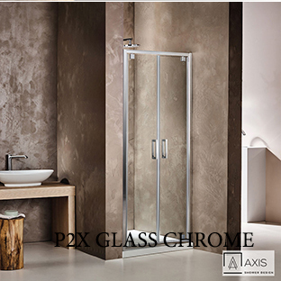 Διπλή Ανοιγόμενη πόρτα ντουζιέρας P2X Glass Chrome