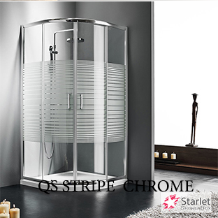QS Stripe Chrome Ημικυκλική καμπίνα ντουζιέρας