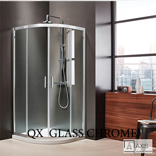 QX Glass  Chrome Ημικυκλική καμπίνα ντουζιέρας
